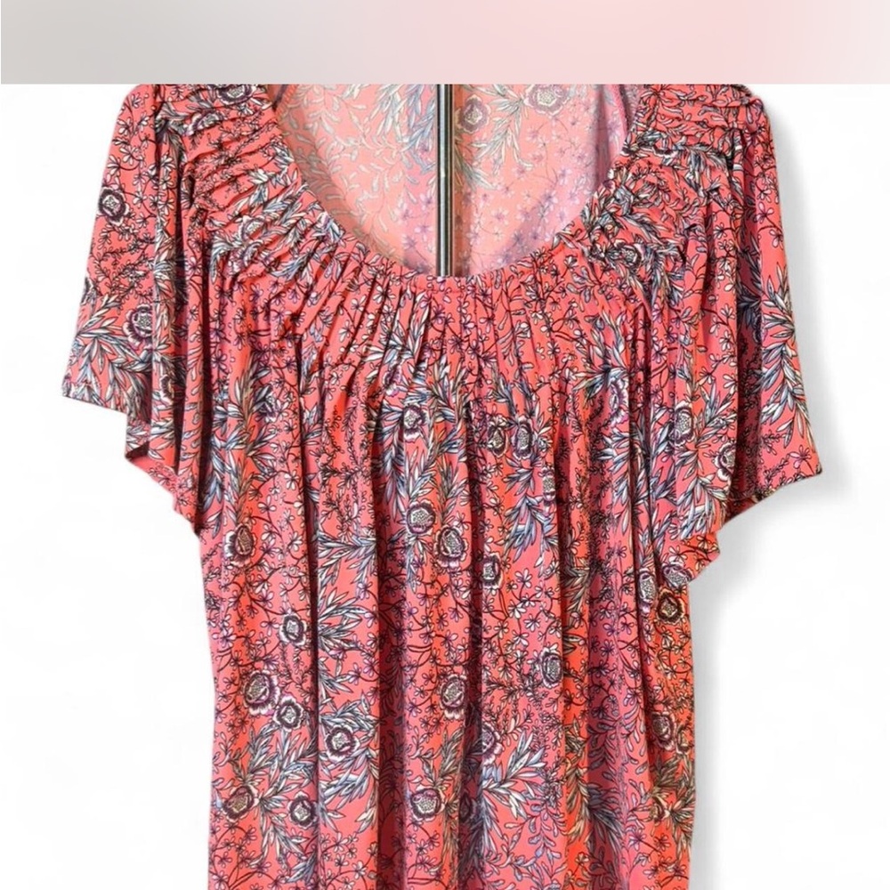 💰SALE Style & Co Floral Women's Blouses - Black and Coral 3X - Picture 2 of 8